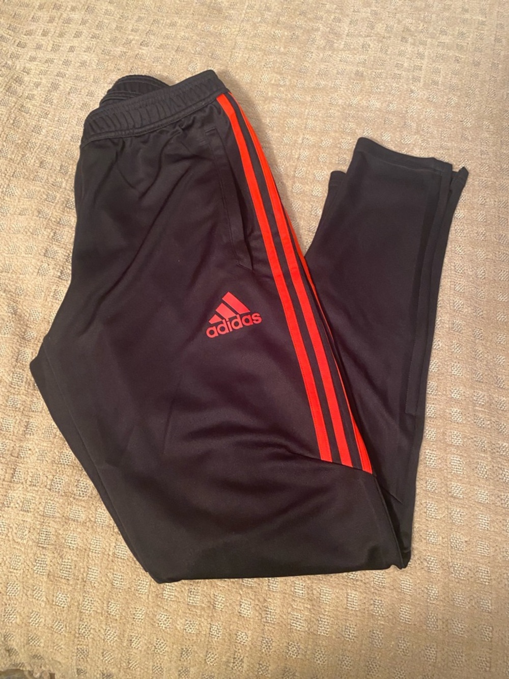 adidas Black track pants with Red Stripe Detail